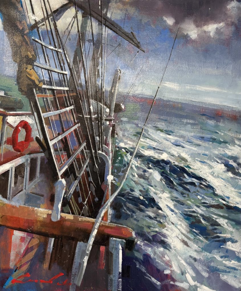 peinture marine galerie l'art des marines rouen Belem, en mer, 54x65 Peinture sur toile, oeuvre unique et originale de YongMan Kwon ⚓️