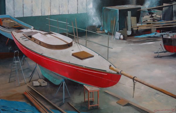 bateau voilier peinture marine chantier naval galerie d'art l'art des marines rouen Christophe grimonpon