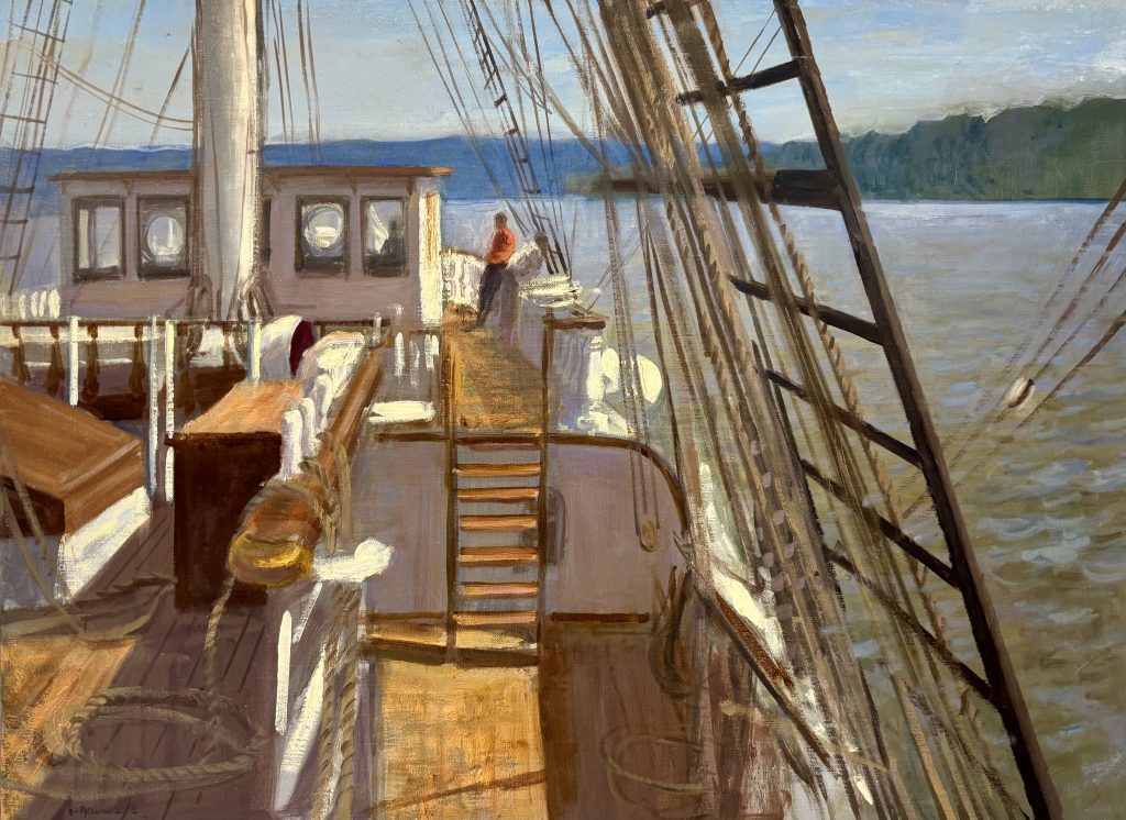 Le Belem sur la Seine, 81x60 peinture marine galerie l'art des marines rouen Peinture sur toile, oeuvre unique et originale de Olivier Desvaux