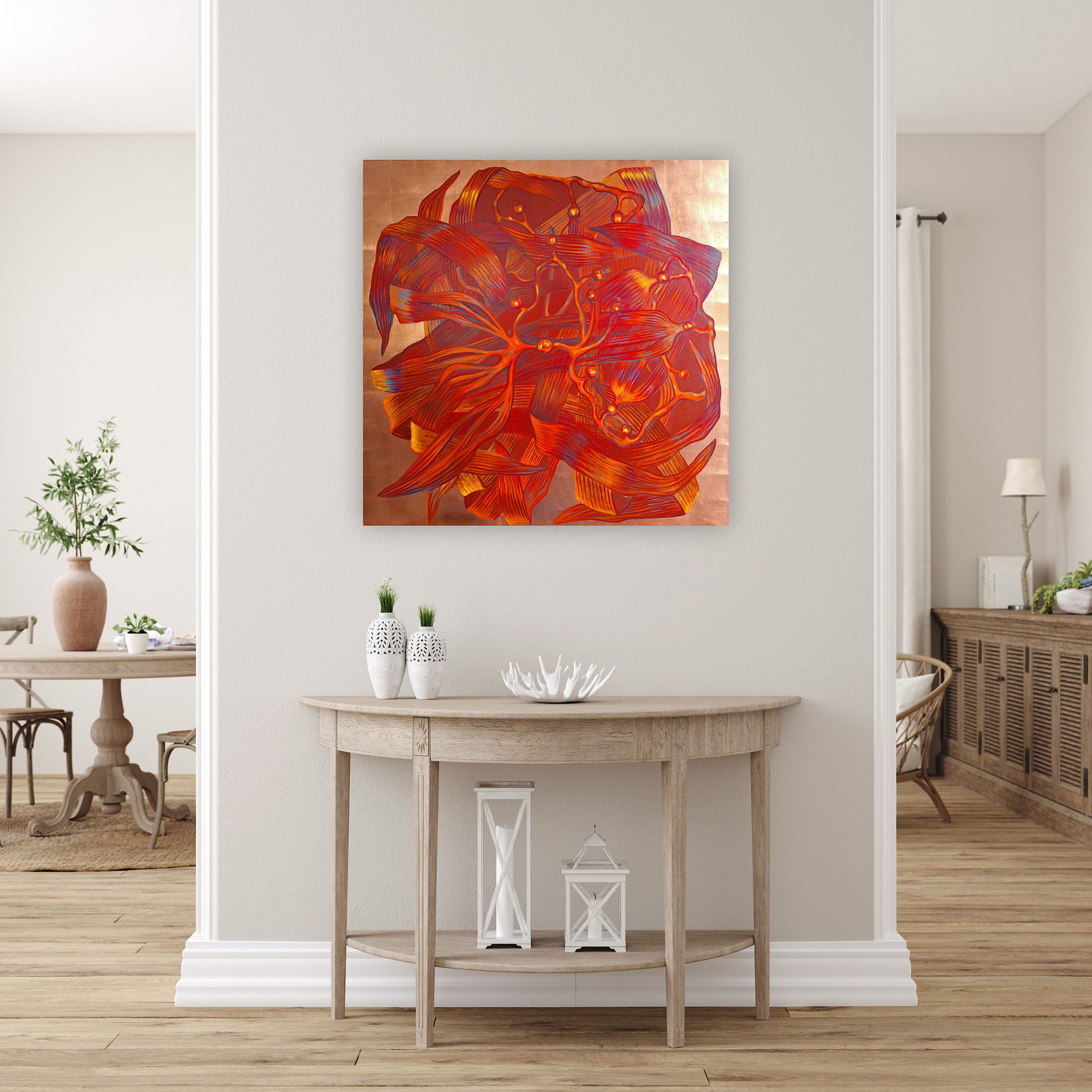 Peinture à l'huile et cuivre de Marie Détrée algue laminaria II