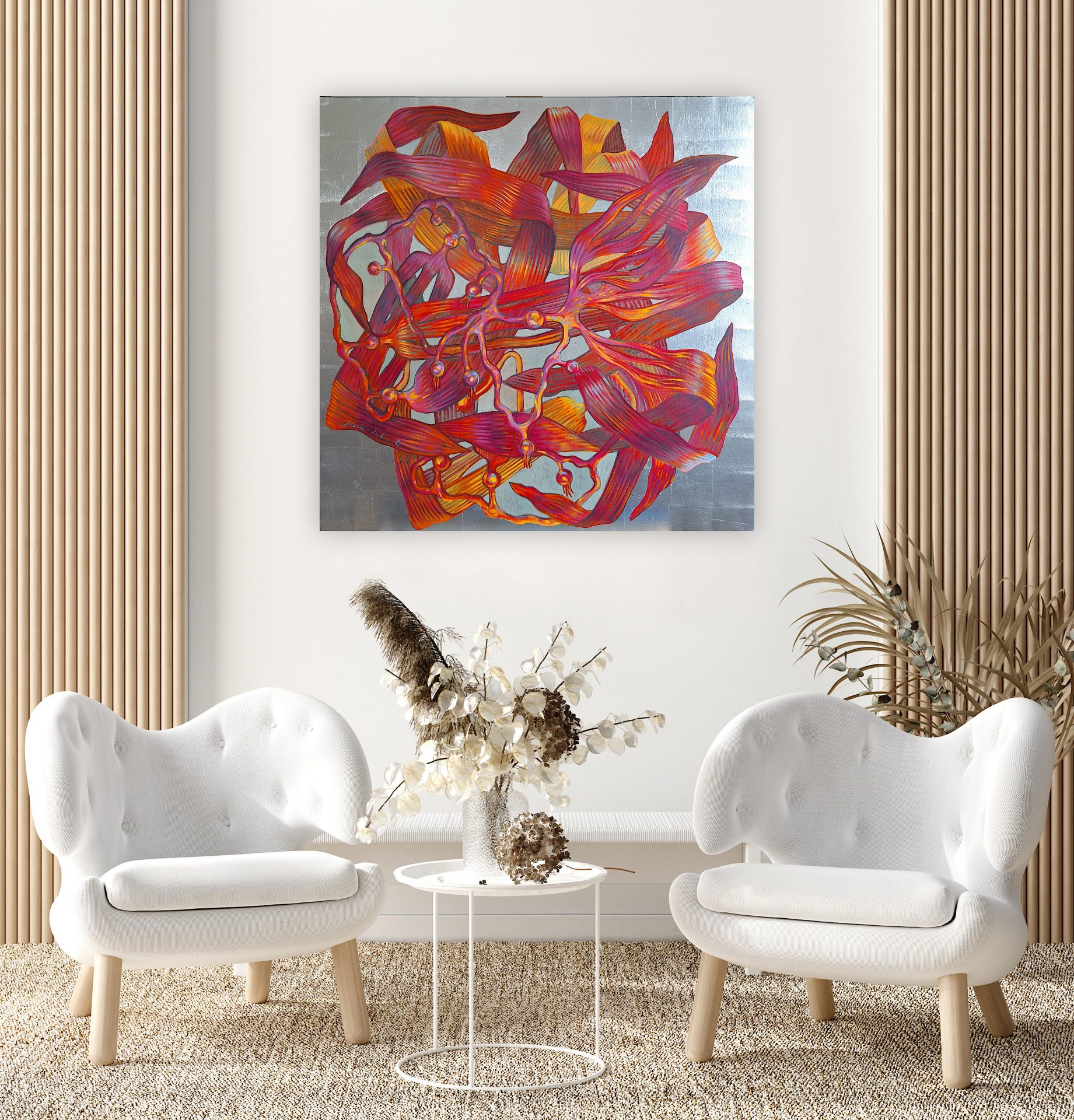 Peinture à l'huile et cuivre de Marie Détrée algue laminaria