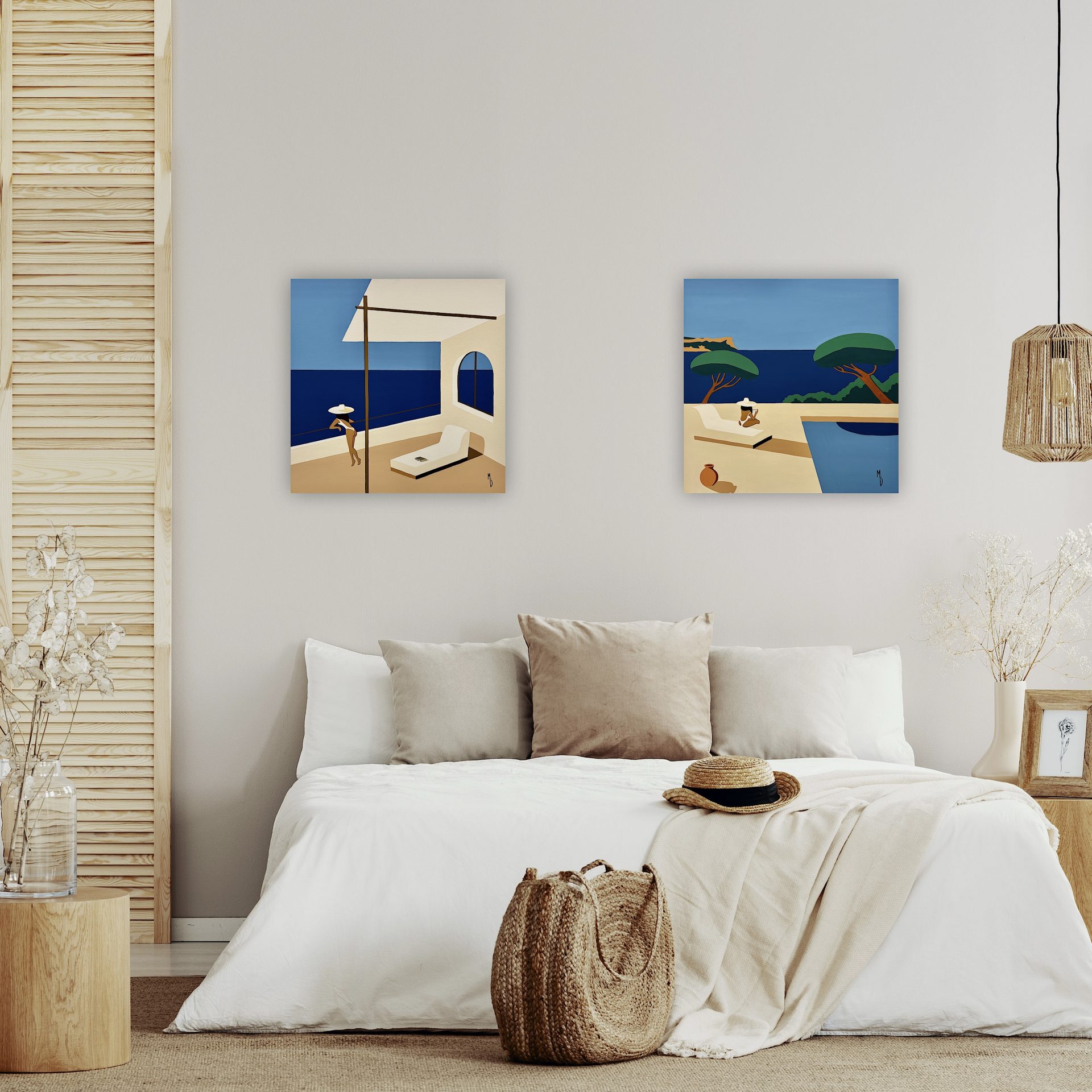 mise en situation des oeuvres de Marie Deforche présente à la Galerie l'Art des Marines Rouen. galerie d'art maritime