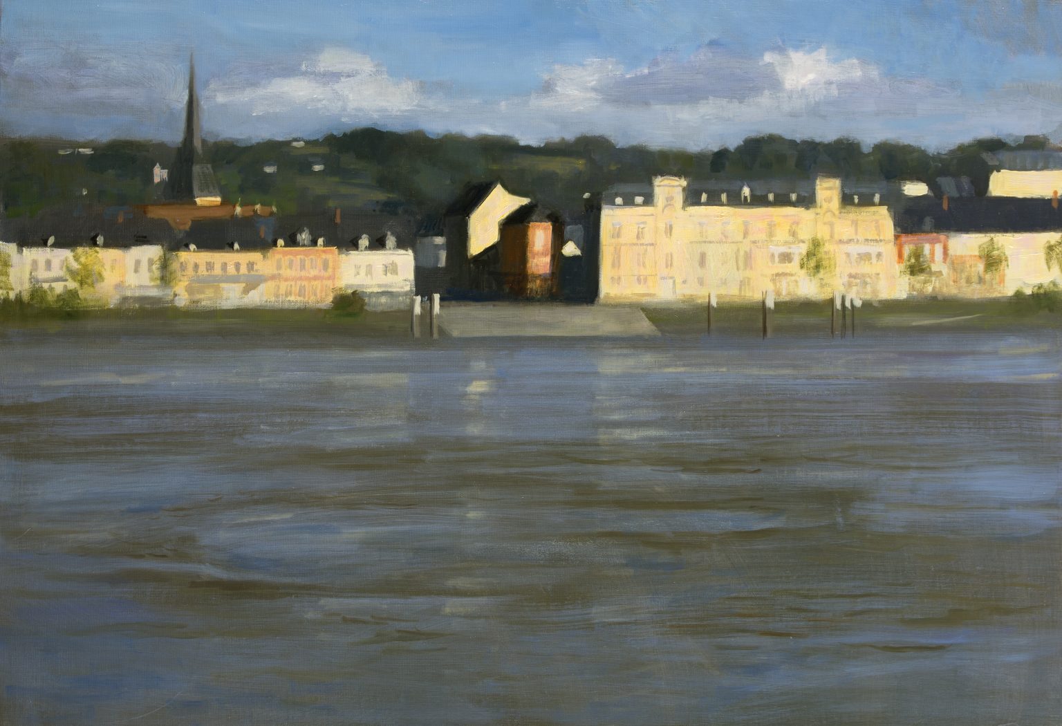 Les reflets de Duclair, 73x50cm Peinture sur toile, oeuvre unique et originale de Olivier Desvaux ⚓️ Artiste Peintre Officiel de la Marine