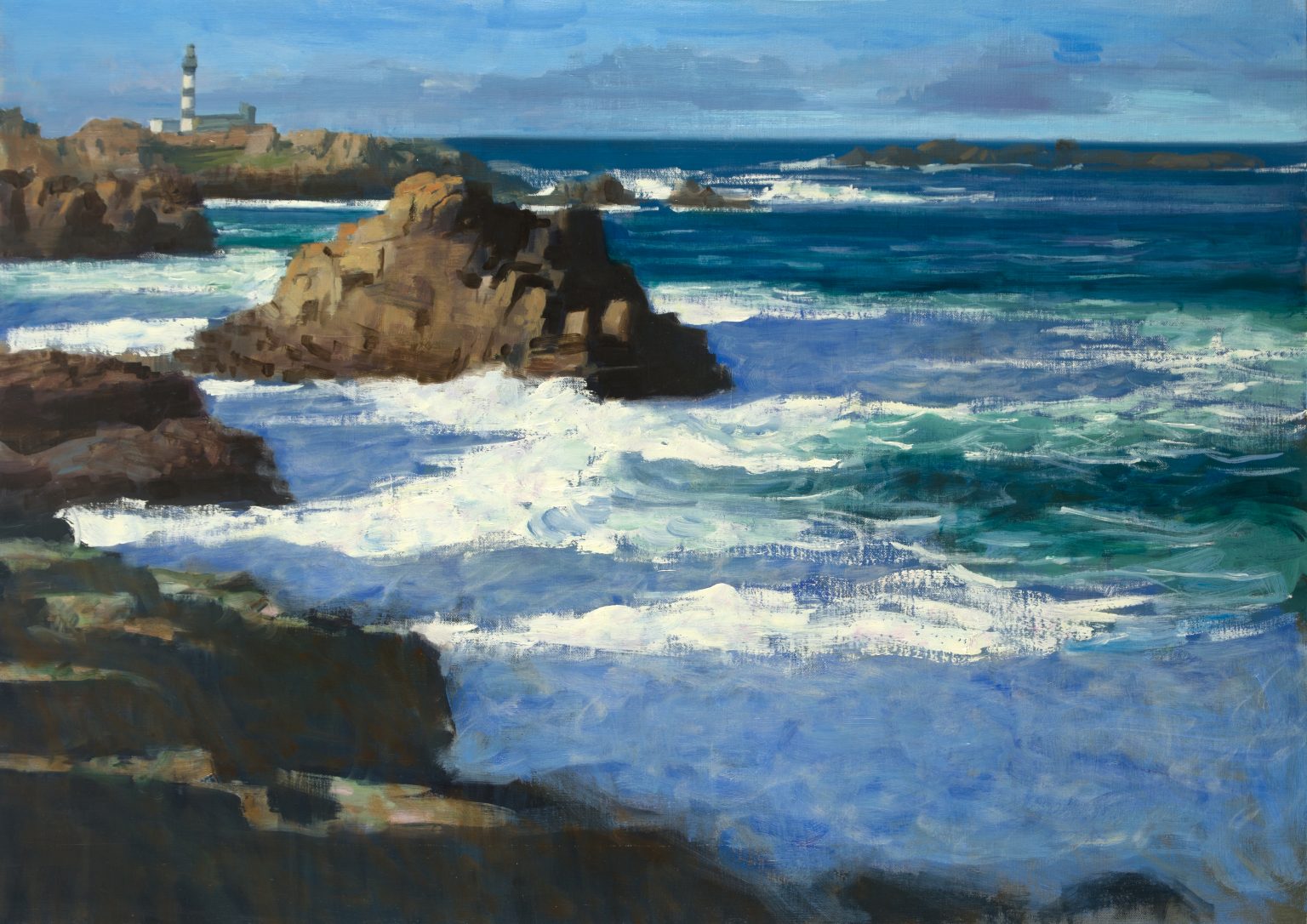 Les vagues de Ouessant, 92x65cm Peinture sur toile, oeuvre unique et originale de Olivier Desvaux ⚓️ Artiste Peintre Officiel de la Marine