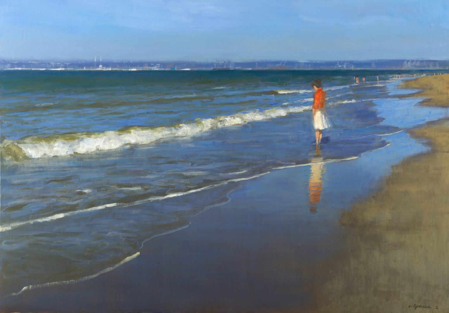 paysage et plage de Deauville galerie d'art sur la mer rouen Les vagues de l'Estuaire, 92x65cm Peinture sur toile, oeuvre unique et originale de Olivier Desvaux ⚓️ Artiste Peintre Officiel de la Marine