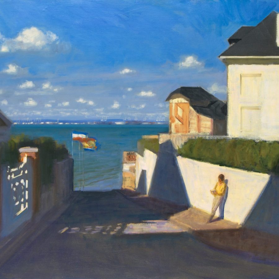 Les beaux jours à Villerville, 100x73cm Peinture sur toile, oeuvre unique et originale de Olivier Desvaux ⚓️ Artiste Peintre Officiel de la Marine
